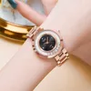 Womens watch Quicksand diamond light luxury womens fashion senior sense stainless steel waterproof watch with quartz I8