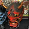 Party masker vuxna unisex halloween japanska förseglade prajna djävul hanya noh kabuki demon oni samurai full ansiktsmask röd svart blå 230814