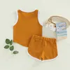 Ensembles de vêtements pour bébés garçons, débardeurs, gilet + short de sport, Style décontracté, taille élastique, cordon de serrage, vêtements d'été