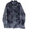 Mens Jackets Mens Wash Splash Ink Denim Jacket Dramatische karakters Patroon Patchwork Oversize Loose Jeans Coat 230815