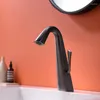 Zlew łazienki krany różowe złoto basen kran solidny mosiężny mikser zimny pojedynczy uchwyt pokład mocowanie lawory czarne/szczotkowane