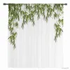 Gordijn Bamboe Bladeren Chiffon Pure Gordijnen Voor Woonkamer Slaapkamer Decor Keuken Raam Voiles Tule Gordijn