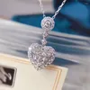 Collane a ciondolo caoshi squisito cuoio a forma di cuore con lussuosa zirconia cubica gioielli zirconiali romantici donne anniversario vendetta