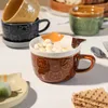 Tazze in ceramica carina tazza di gatto shiba inu tazze di caffè con la personalità del coperchio regalo cartone animato per bambini kawaii per bambini latte d'avena 230814