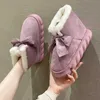 Klänningskor Vinterstövlar med Fur Australien Kvinnor Rummis Rain Flat Heel Plush Snow 2022 Damer Lolita Slipper Flock Butterfly-Knot B X230519