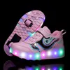 Sneakers USB ładowanie dzieci Roller Roller Buty Boys Girl Automatyczna jazzowa dioda LED oświetlona migające dzieci świecące kółkami 230815