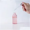 Packing Bottles Wholesale 5Ml 10Ml 15Ml 20Ml 30Ml 50Ml 100Ml Mti-Szie Glass Pink Dropper Bottle Essential Oil Body Rose Gold Lid Cos Dhj7H