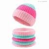 Caps Hats Children boys girls winter hats baby striped hats children's scarves children's thick sets suitable for 0-8 years Z230815