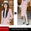二枚のドレス高品質の韓国春のフォーマルレディースブレザースーツ女性ビジネスワークウェアオフィスペンシルスカートジャケット2ピースセット