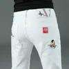 Men s Jeans 7 Styles White Slim Advanced Stretch Skinny Embroidery Decoration Denim Trousers Male Brand Clothes 230814