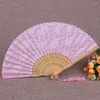 Decorative Figurines Foldable Handheld Fan Summer Essential Elegant Lace Fans Chinese Folding With Tassel Portable Bamboo For Weddings