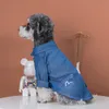 Abbigliamento per cani abiti da camicia in denim costume retrò costume per cagnolini abiti da gatto primavera estate schnauzer kawaii articoli per animali domestici coreani 230814