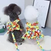 Hundhalsar Bow Harness and Treh Set Floral Summer Dress for Small Dogs Puppy Cat Vest Teddy Bichon Yorkies kläder husdjur prinsessan kjol