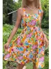 Casual Dresses Summer Women's Sleeveless Style Polyester Material 2023 Fashion Print Sling Midje Pullover Stor Swing Dress