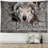 Tapissries Wolf Head Tapestry Wall Hanging Hippie Death Mystery Dormitory Home Decor R230815