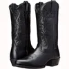 Buty Mężczyzny Buta Mid Calf Western Cowboy Buty Mężczyzna Mężczyzna na zewnątrz Pu Skórzana Totem Med Med Fashion Projekt Projekt Mężczyzn Buty 230814