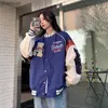 Deeptown Vintage Bomber Jacket Dames Harajuku Varsity Baseball Jackets Korean Fashion College Uniform Oversized Streetwear Y2K HKD230815