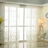 ベッドルームのためのカーテンホワイト刺繍チュールカーテンリビングルームの窓植物薄いカーテンレディメイド