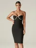 Casual Dresses European Style Women's Wear Lady Sexy Strapless Evening Dress Bandage Sleeveless Cocktail Skirt