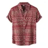 Camisas casuais masculinas estilo étnico estampado camisa impressa rua usa manga curta top havaiano solto