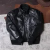 Men's Jackets Classic vintage bomber genuine leather jacketquality 10mm thick horsehide coatmen short slim cloth 230814