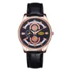 Armbandsur 2023 Men's Three Eyed Leather Quartz Watch Clothing Accessories Casual Relojes