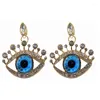 Dangle Earrings Design Beautiful Big Blue Eyes Baroque European Fashion Rhinestones Eye Drop Women Fancy Earring Jewelry