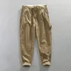 Pantaloni da uomo kaki harem for uomini 2023 primaverile maschio prue cotone oversize elastico pantaloni elastici smart casual quotidian cargo