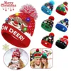 Czapki do czapki/czaszki dla Aldult Kids Cartoon Light Up Xmas Tree Sweter Beanie Świąteczny kapelusz kapelusz LED Hat 230814