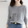 YSZWDBLX Women Cardigans Sweater O-Neck Spring Autumn Sticked Cashmere Cardigans Solid Single Breasted Womens Sweaters 2023 HKD230815