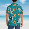 Men's Casual Shirts Great Dane Pizza Mens Hawaiian Short Sleeve Button Down Beach Tropical Floral