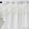 Curtain Velvet French white gauze light transmission window screen balcony living room ruffle window screen curtain finished product