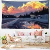 Tapestries Sunset Painting Tapestry Wall Hanging Modern Minimalist Style Art Bedroom Decor Background