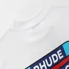 RhudeTシャツデザイナーファッションメンズティーニッチビューティートレンドRhude Race Patch double Yarn Pure Cotton Casuare短袖ストリートウェアトップス