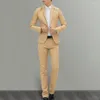 Men's Suits Men Slim Fit Pants Set Stylish Business Suit Lapel With Pockets For Spring Autumn Office Solid Color