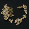 Ny ankomst Fairy Floral Bridal Comb Crsytal Rhinestone Wedding Party Accessories Formell Alloy Event Headpiezzzz