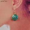 Dangle Earrings BOROSA Retro Teardrop Natural Turquoises Drop For Women High Quality Blue Stone Earring Jewelry G1858