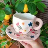 Mokken Holiday Gift Coffee Cup met schotel schattige mok porseleinbekers groothandel tafelgerei hobbelig water voor vriendin 230815