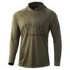 Buiten T-shirts Hooded Visshirt Lange mouwen UV Bescherming Man Outdoor Summer Camouflage Vocht Wicking Jersey Visserijkleding 230814