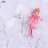 Ação Figuras de brinquedo Anime adorável cartões rosa Captor Sakura Ação Figura PVC Modelo Car Decorações de Bolo Magic Wand Toys Figuras de Presente Modelos 230814