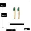 Brincos dangles clássicos de retangular geométrico clássico Green Chain de aço inoxidável Tassel Acessórios incomuns para mulheres