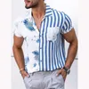 Camisas casuales para hombres Summer Stripe cosechas impresas camisa de manga corta color sólido negocio para hombres