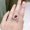 Cluster Rings Springlady 925 Серебряное серебро 7 9 мм Рубин создал Moissanite Gemstone Ring Свадебный коктейль для женщин