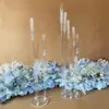 5 ramion stojąca krystalicznie przezroczysty akrylowy filar świecy wystawowy stojak na podłogę świec Candlelabra na imprezę Mariage ślubne Centerpiece Ocean Qbwo