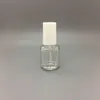 Frasco de esmalte de vidro transparente vazio recarregável em forma redonda de 5ml para arte em unhas com escova tampa preta Britt