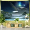 Tapisserier Spaceship Tapestry Wall Hanging Interstellar Sci-Fi Printing Hippie Dormitory Study Bakgrundsdekor R230815