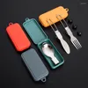 Dinnerware Sets Foldable Camping Spoon Fork Flatware Utensil Set Folding Picnic Cutlery Comes With Storage Box