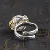 Cluster Rings FNJ 925 Silver Leaf Ring Original Pure S925 Sterling For Women Jewelry Adjustable Size Natural Freshwater Peal