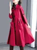 Damskie okopy powłoki wiatrakowe wiosna jesień elegancka elegancka, swobodne luźne koreańskie ubranie mody średniej długości