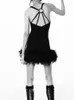 Casual Dresses 2023 Summer Women's Sexy Sleeveless Mini Tight Bandage Dress Black Feather Party Celebrity Club Vestidos